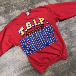 Vintage‎ 90s Sun Sportswear TGIF Thank God I'm From Kentucky Sweatshirt Medium
